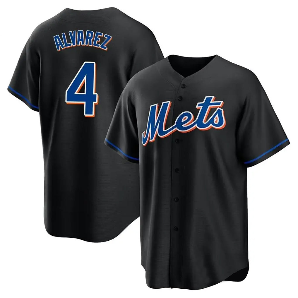 NY.Mets #4 Francisco Alvarez Player Black Replica Home Game Ddoa Stitched Jerseys