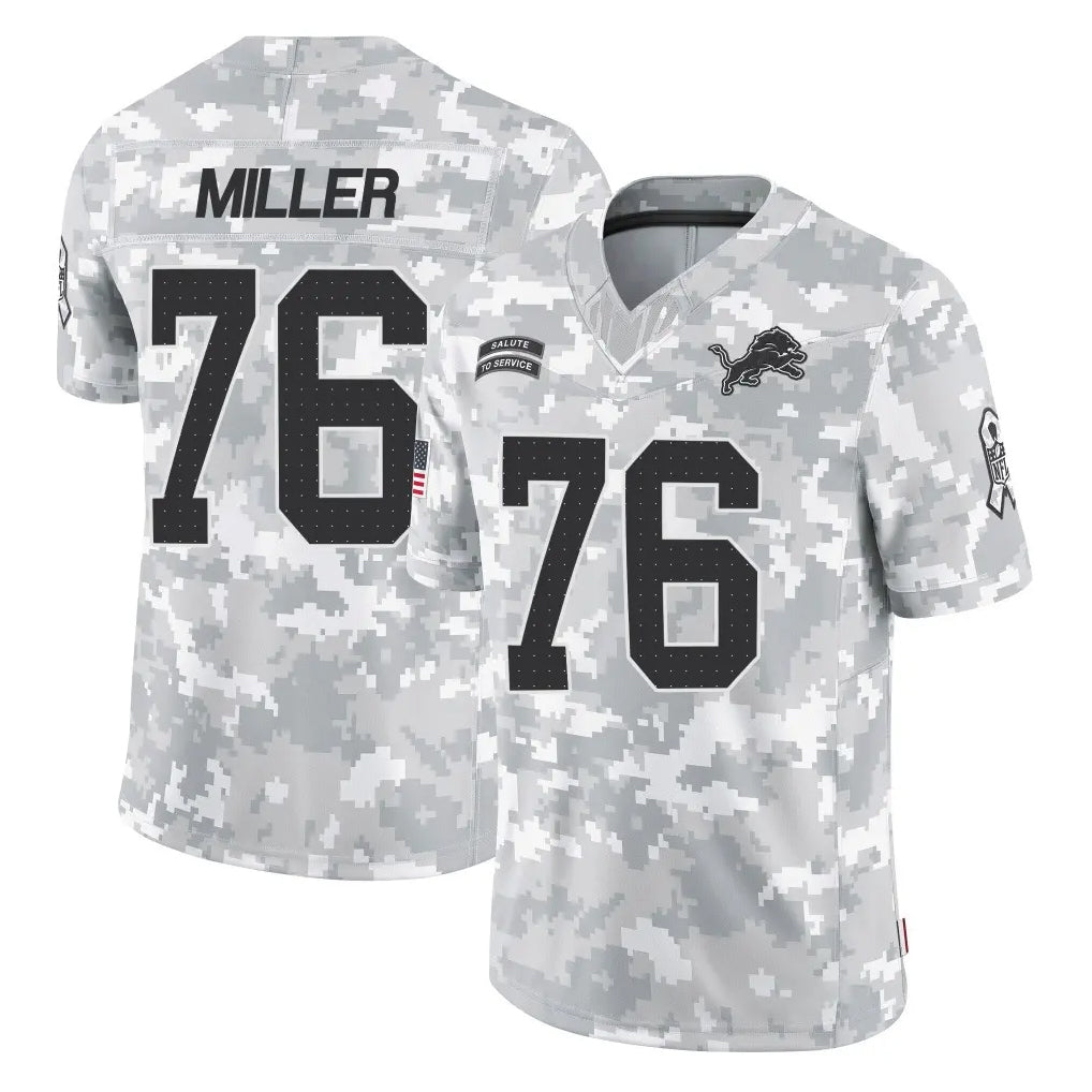 D.Lions #76 Blake Miller Player Arctic Camo Salute To Service Limited Ddoa Stitched Jerseys