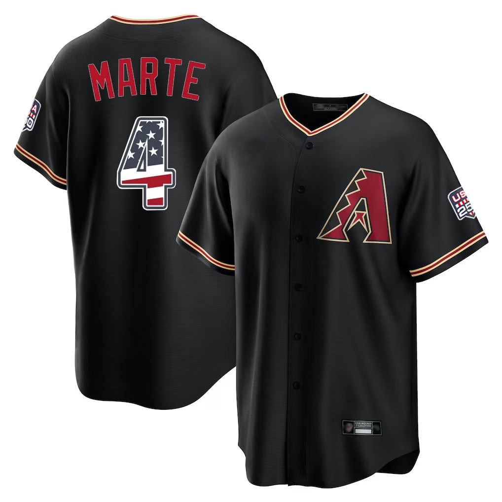 A.Diamondbacks #4 Ketel Marte Player Black USA 250 Fourth of July Game Home Ddoa250Ys Stitched Jerseys