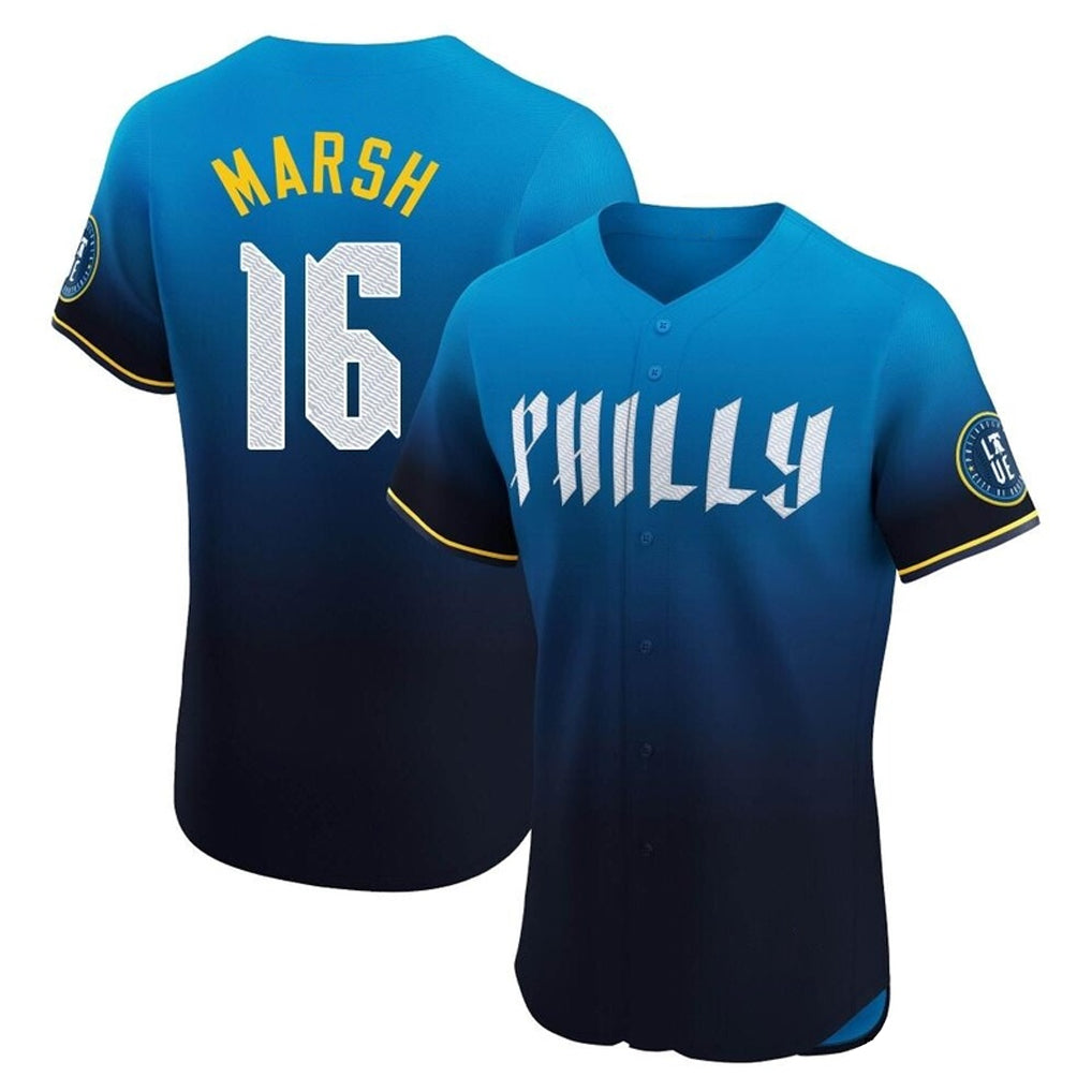 P.Phillies #16 Brandon Marsh Player Blue City Connect Home Limited Elite Ddoa Stitched Jerseys