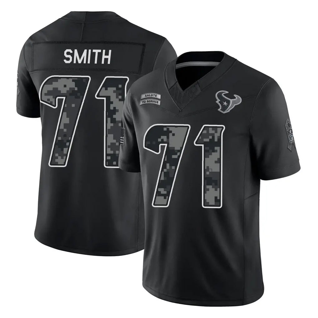 H.Texans #71 Braden Smith Player Black Limited 2026 Salute to Service Home Game Ddoa Stitched Jerseys