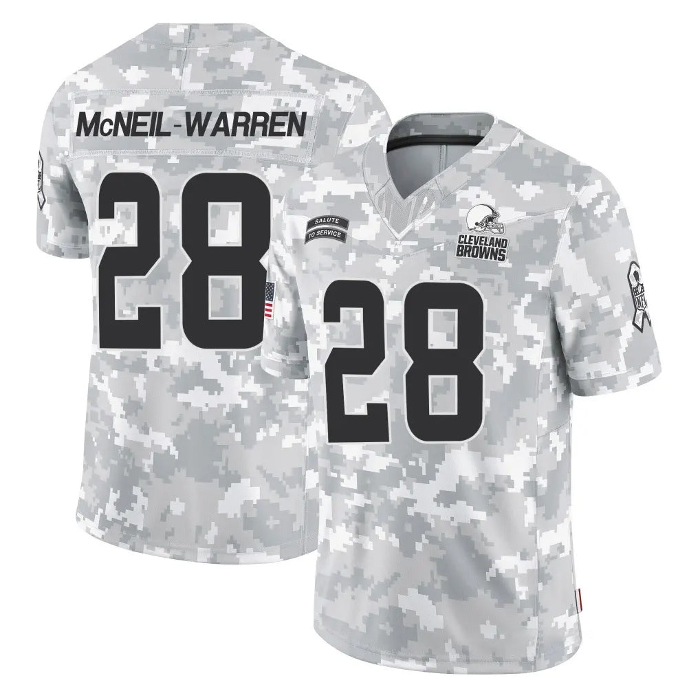 C.Browns #28 Emmanuel McNeil-Warren Player Arctic Camo Salute to Service Limited Home Game Ddoa Stitched Jerseys