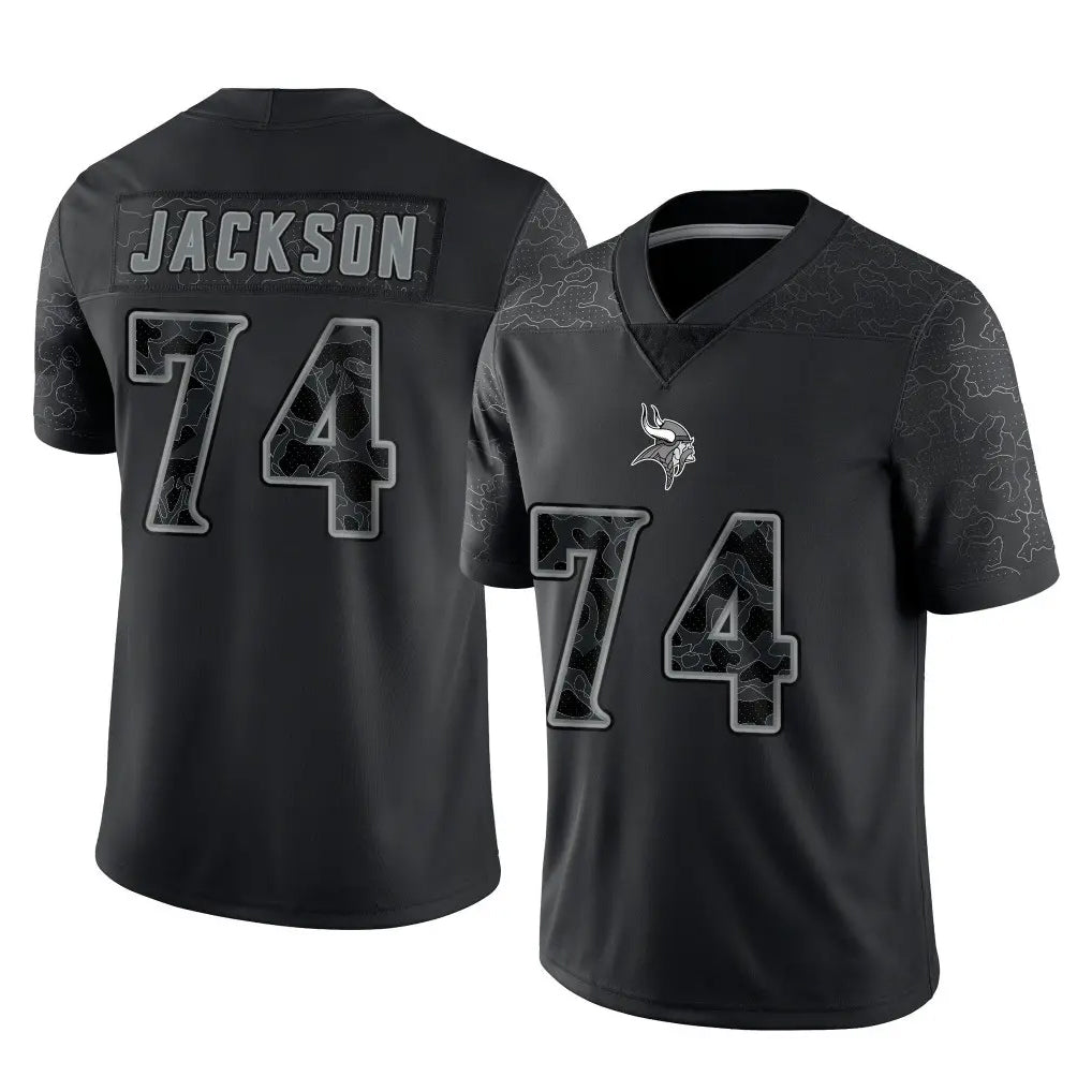 MN.Vikings #74 Donovan Jackson Player Black Reflective LImited Home Game Ddoa Stitched Jerseys