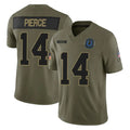 IN.Colts #14 Alec Pierce Player Olive 2025 Salute To Service Limited Game Ddoa Stitched Jerseys