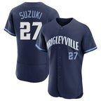 C.Cubs #27 Seiya Suzuki Player Navy City Connect Limited Elite Home Ddoa Stitched Jerseys