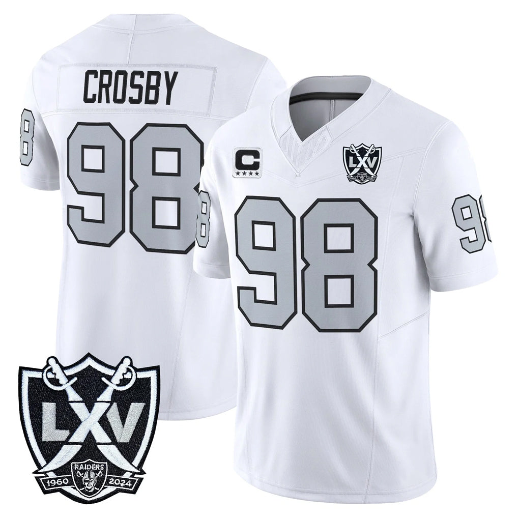 LV.Raiders #98 Maxx Crosby Player White 2026 Vapor Limited Home Game Ddoa Stitched Jerseys