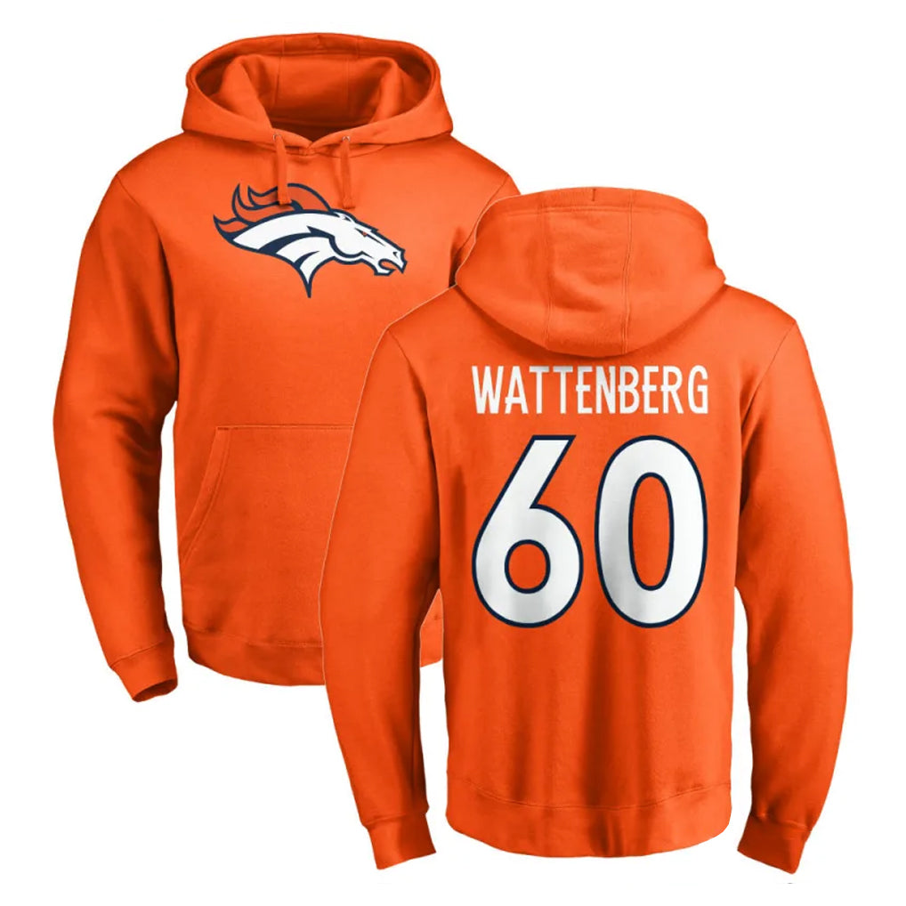 D.Broncos #60 Luke Wattenberg Player Orange Pullover Hoodie Limited Ddoa Stitched Jerseys