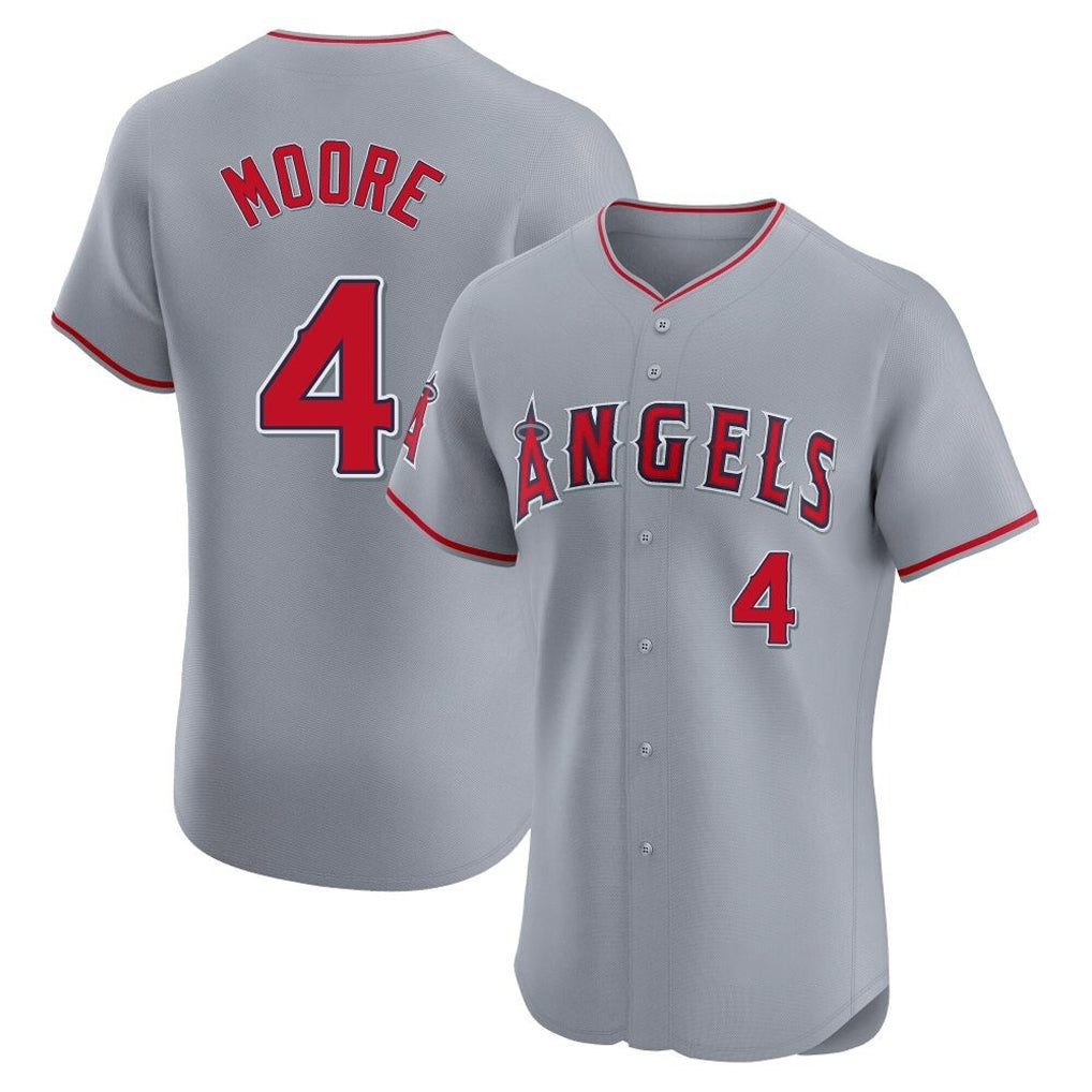 LA.Angels #4 Christian Moore Player Gray Home Limited Elite Ddoa Stitched Jerseys