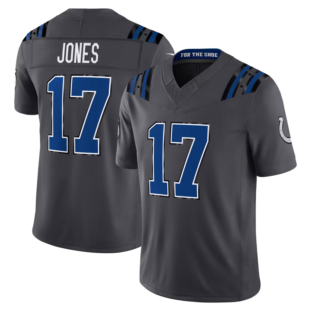 IN.Colts #17 Daniel Jones Player Anthracite Limited 2026 Rivalries Collection Home Game Ddoa Stitched Jerseys