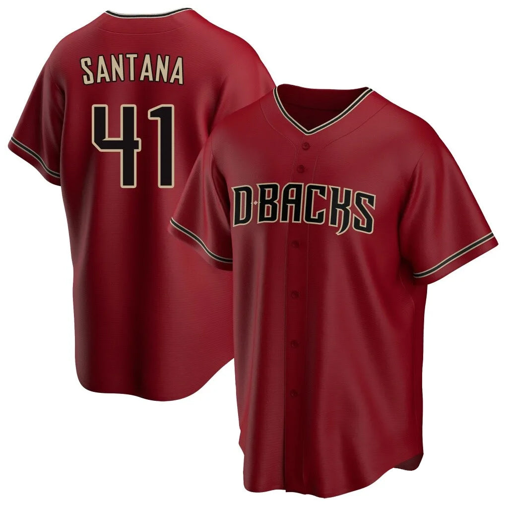 A.Diamondbacks #41 Carlos Santana Player Red Home Game Ddoa Stitched Jerseys