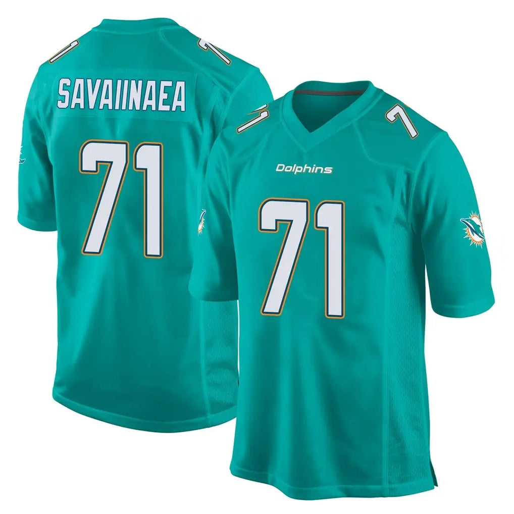 M.Dolphins #71 Jonah Savaiinaea Player Aqua Team Color Home Game Ddoa Stitched Jerseys