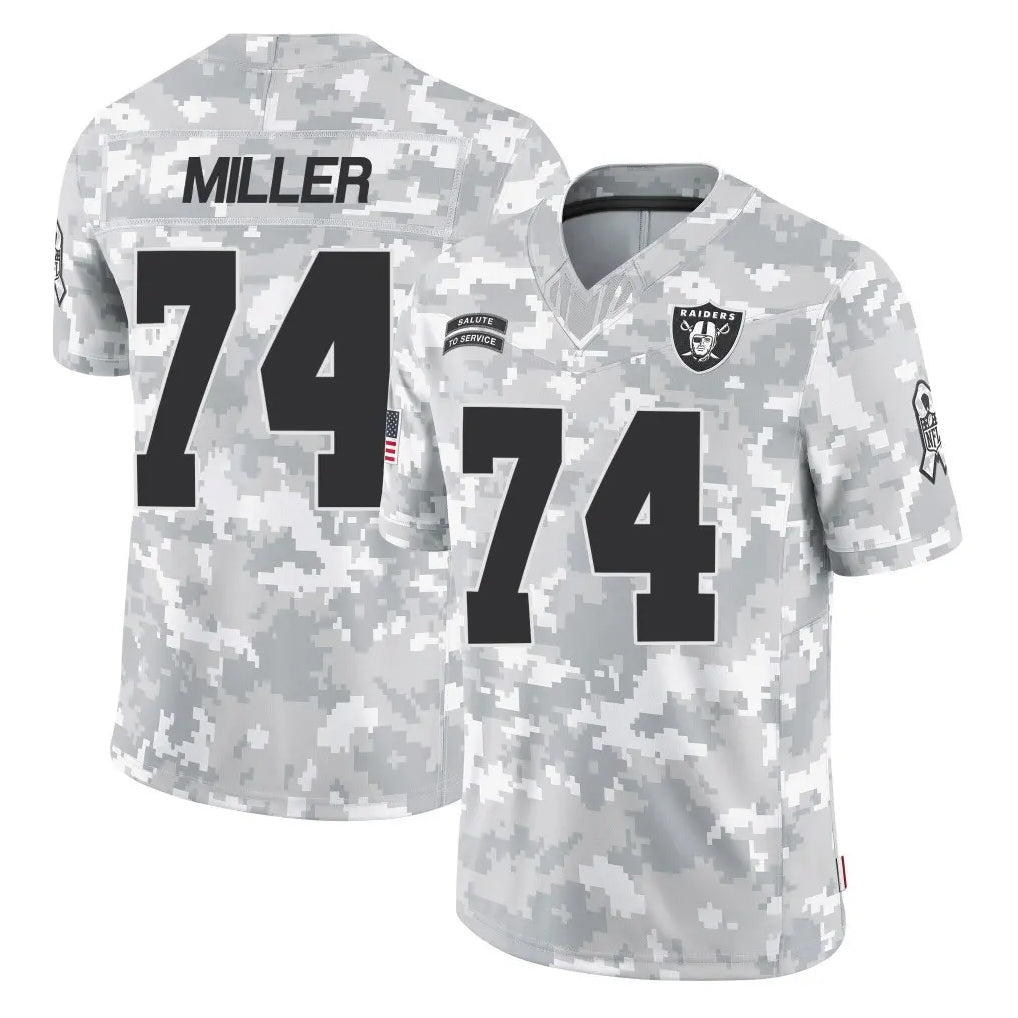 LV.Raiders #74 Kolton Miller Player Arctic Camo Salute To Service Limited Game Ddoa Stitched Jerseys
