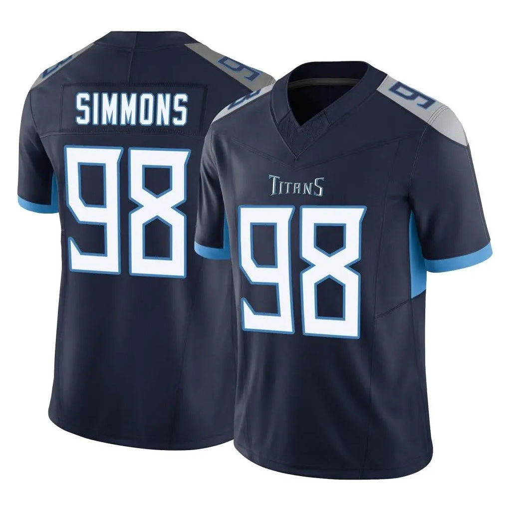 T.Titans #98 Jeffery Simmons Player Navy Limited Vapor F.U.S.E. Home Game Ddoa Stitched Jerseys