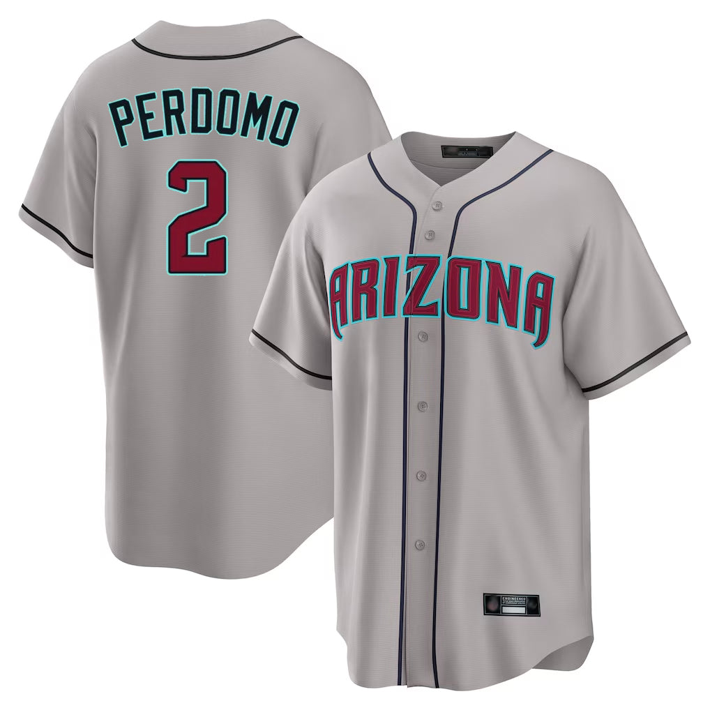 A.Diamondbacks #2 Geraldo Perdomo Player Gray Road Home Game Ddoa Stitched Jerseys