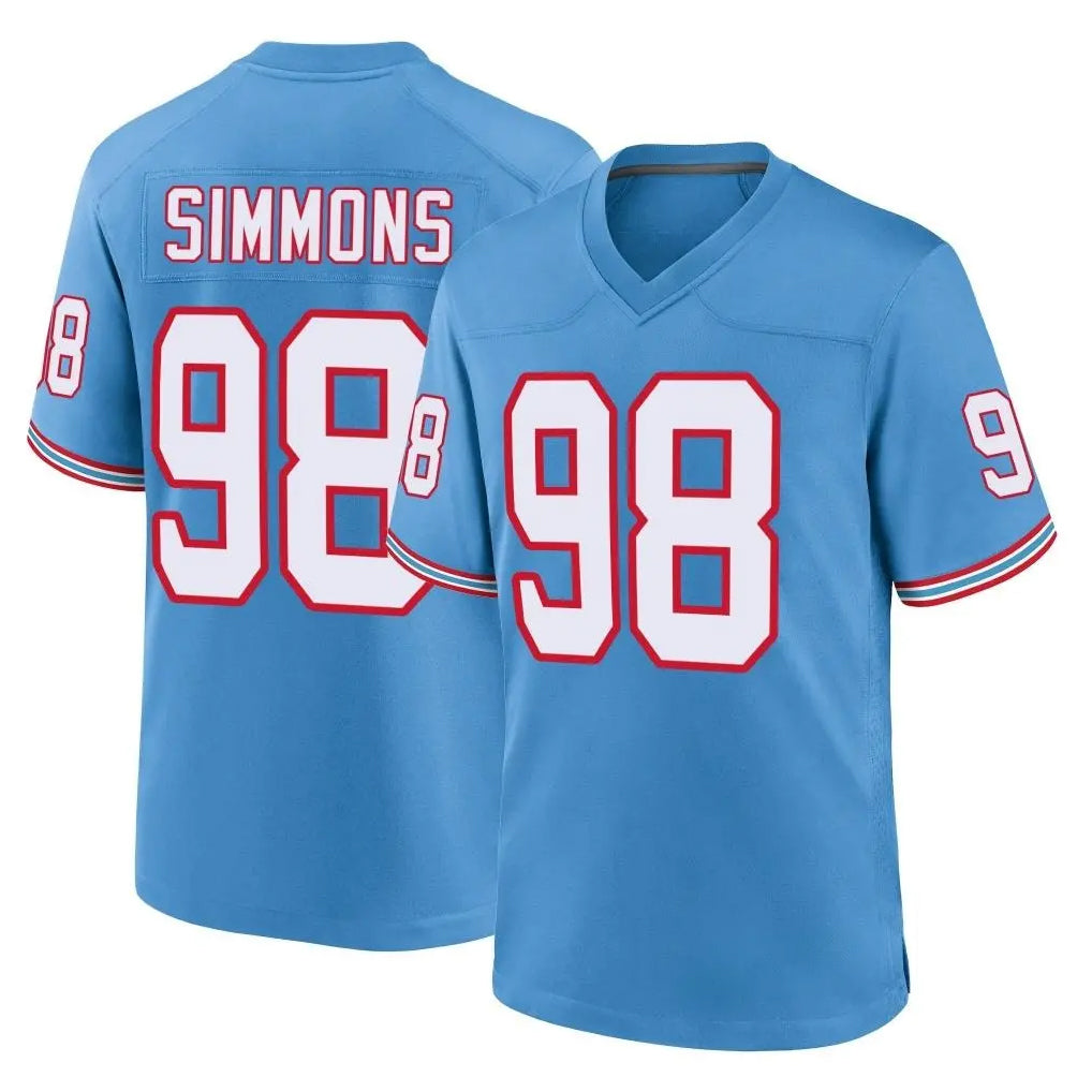 T.Titans #98 Jeffery Simmons Player Light Blue Oilers Throwback Game Home Ddoa Stitched Jerseys