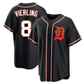 D.Tigers #8 Matt Vierling Player Black Fashion Out Home Game Ddoa Stitched Jerseys