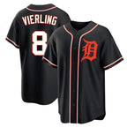 D.Tigers #8 Matt Vierling Player Black Fashion Out Home Game Ddoa Stitched Jerseys