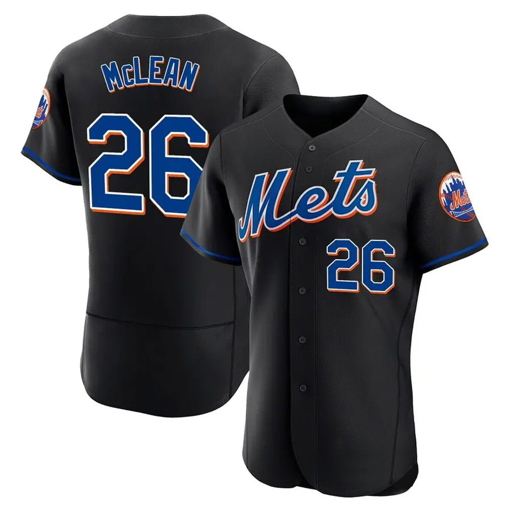 NY.Mets #26 Nolan McLean Player Black Replica Home Limited Elite Ddoa Stitched Jerseys