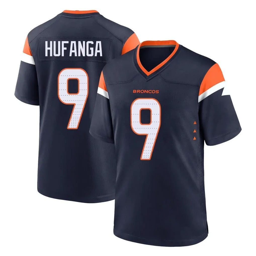 D.Broncos #9 Talanoa Hufanga Player Navy Home Game Ddoa Stitched Jerseys