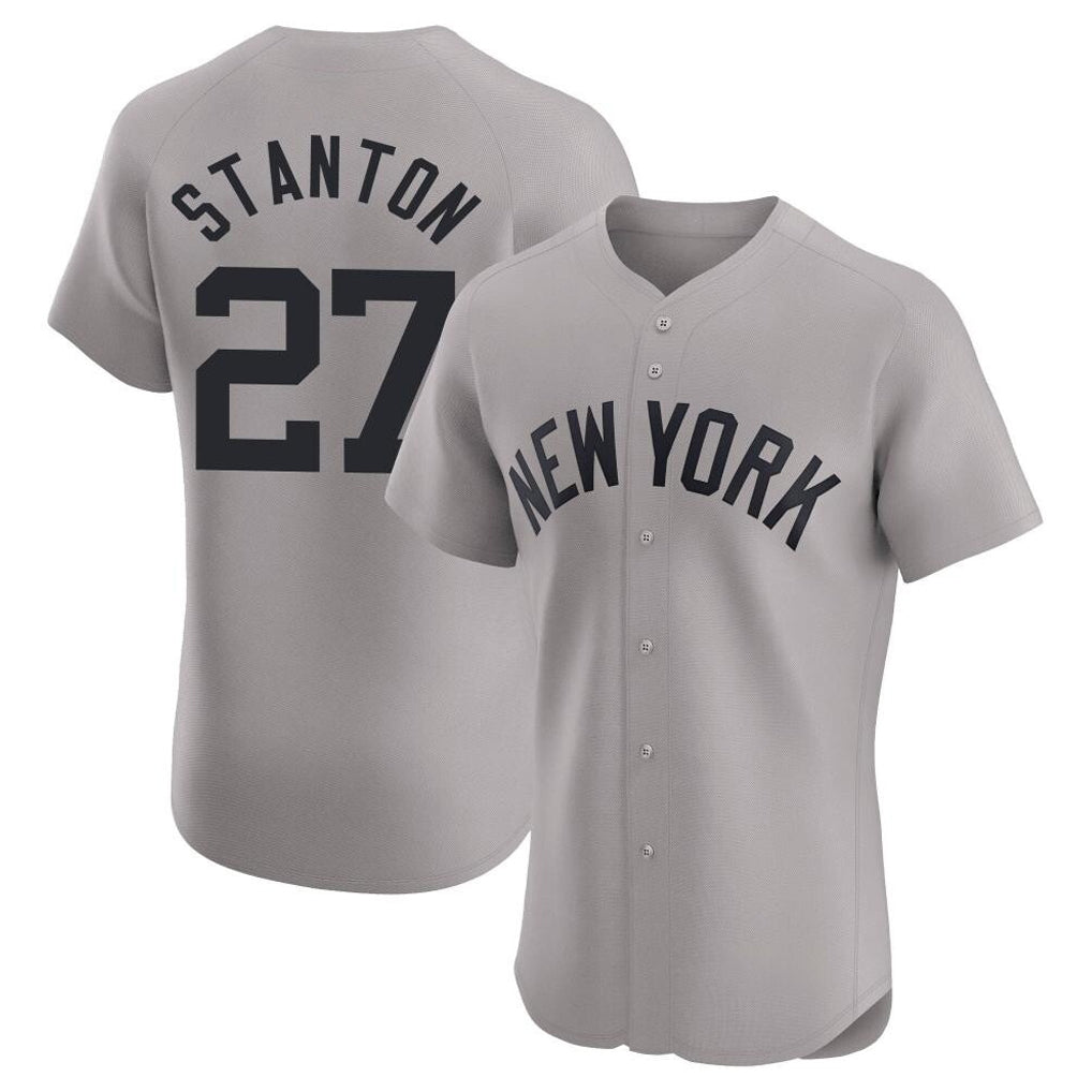 NY.Yankees #27 Giancarlo Stanton Player Gray Limited Elite Home Ddoa Stitched Jerseys