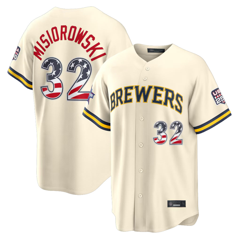 M.Brewers #32 Jacob Misiorowski Player Cream 2026 All-Star Edition Stars & Stripes Home Game Ddoa250Ys Stitched Jerseys