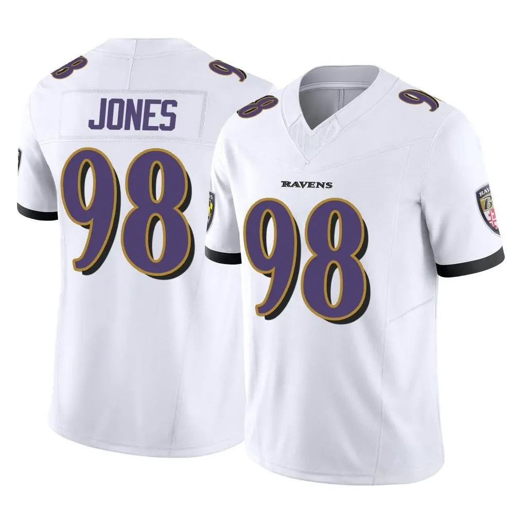 B.Ravens #98 Travis Jones Player White Vapor F.U.S.E. Limited Home Game Ddoa Stitched Jerseys