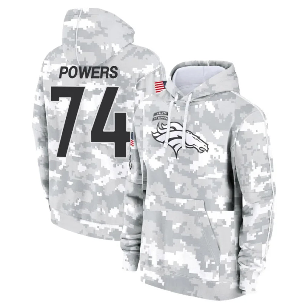 D.Broncos #74 Ben Powers Player Arctic Camo Salute to Service Hoodies Limited Game Ddoa Stitched Jerseys