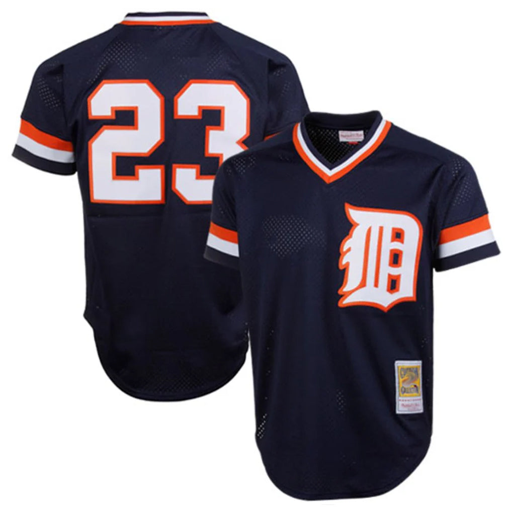 D.Tigers #23 Kirk Gibson Player Navy Mitchell & Ness 1984 Mesh Batting Practice  T-shirt Ddoa Stitched Jerseys