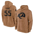 LA.Rams #55 Braden Fiske Player Brown Salute to Service Hoodies Limited Game Ddoa Stitched Jerseys