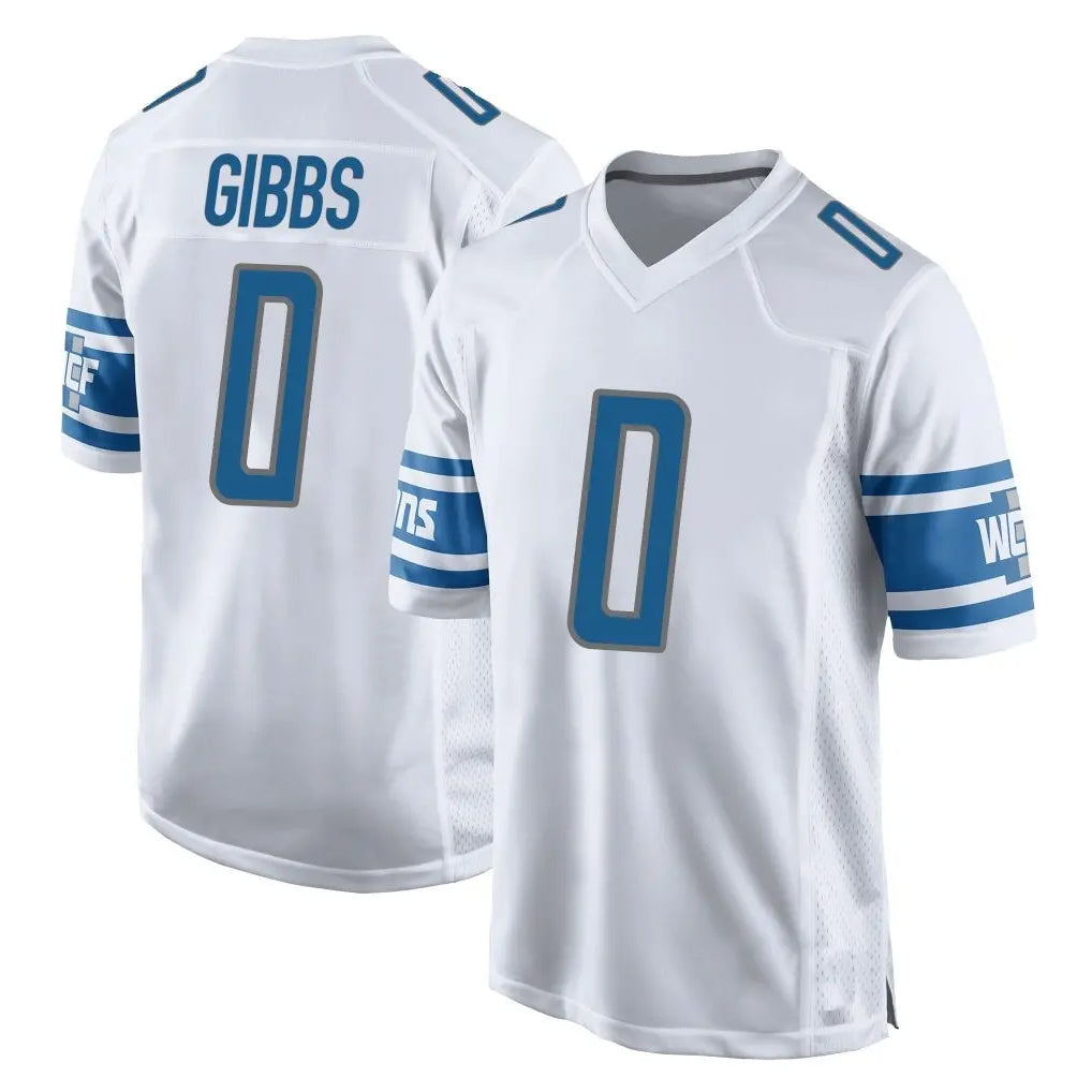 D.Lions #0 Jahmyr Gibbs Player White Home Game Ddoa Stitched Jerseys