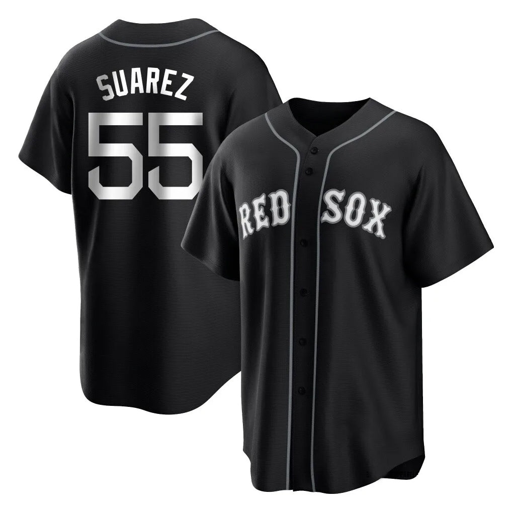 B.Red Sox #55 Ranger Su¨¢rez Player Black Home Game Ddoa Stitched Jerseys