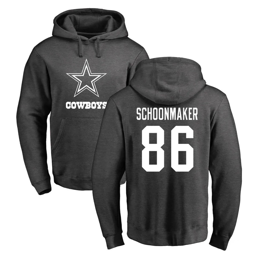 D.Cowboys #86 Luke Schoonmaker Player Ash One Color Pullover Hoodie Limited Ddoa Stitched Jerseys