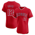 LA.Angels #12 Jorge Soler Player Red Home Limited Elite Ddoa Stitched Jerseys