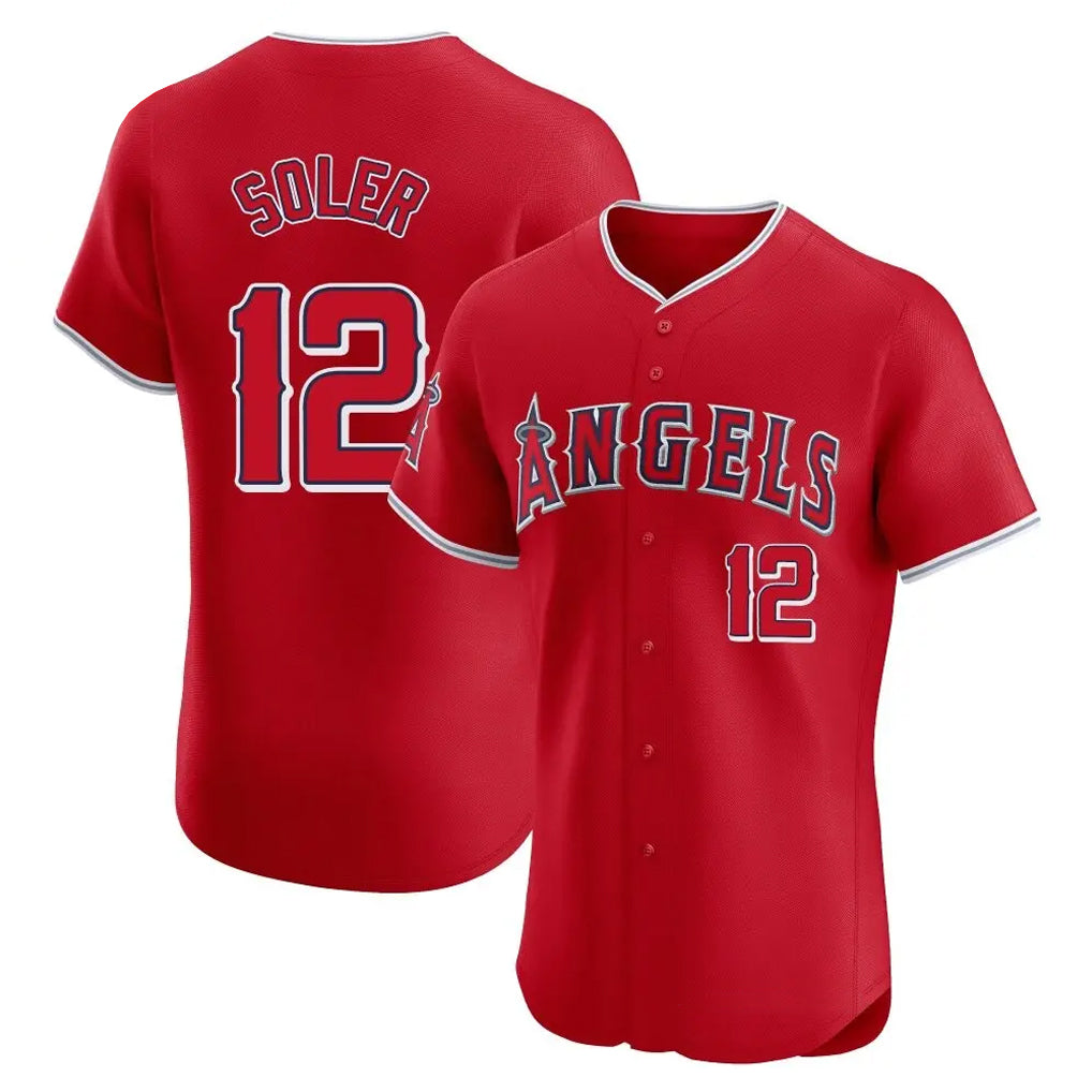 LA.Angels #12 Jorge Soler Player Red Home Limited Elite Ddoa Stitched Jerseys