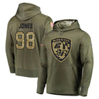 B.Ravens #98 Travis Jones Player Olive Salute to Service Pullover Hoodie Ddoa Stitched Jerseys