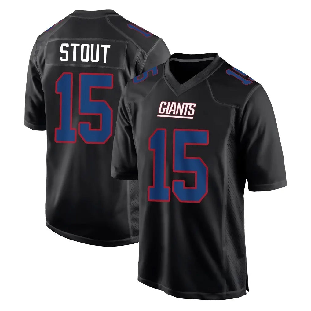 NY.Giants #15 Jordan Stout Player Carbon Fashion Limited Home Game Ddoa Stitched Jerseys