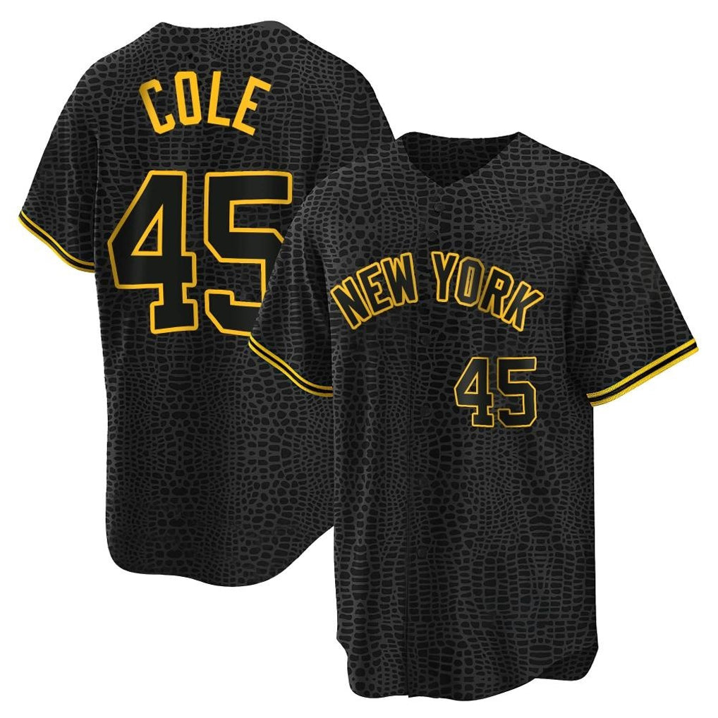 NY.Yankees #45 Gerrit Cole Player Black Snake Skin City Game Home Ddoa Stitched Jerseys