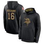M.Vikings #16 Will Reichard Player Black Salute to Service Hoodies Limited Game Ddoa Stitched Jerseys