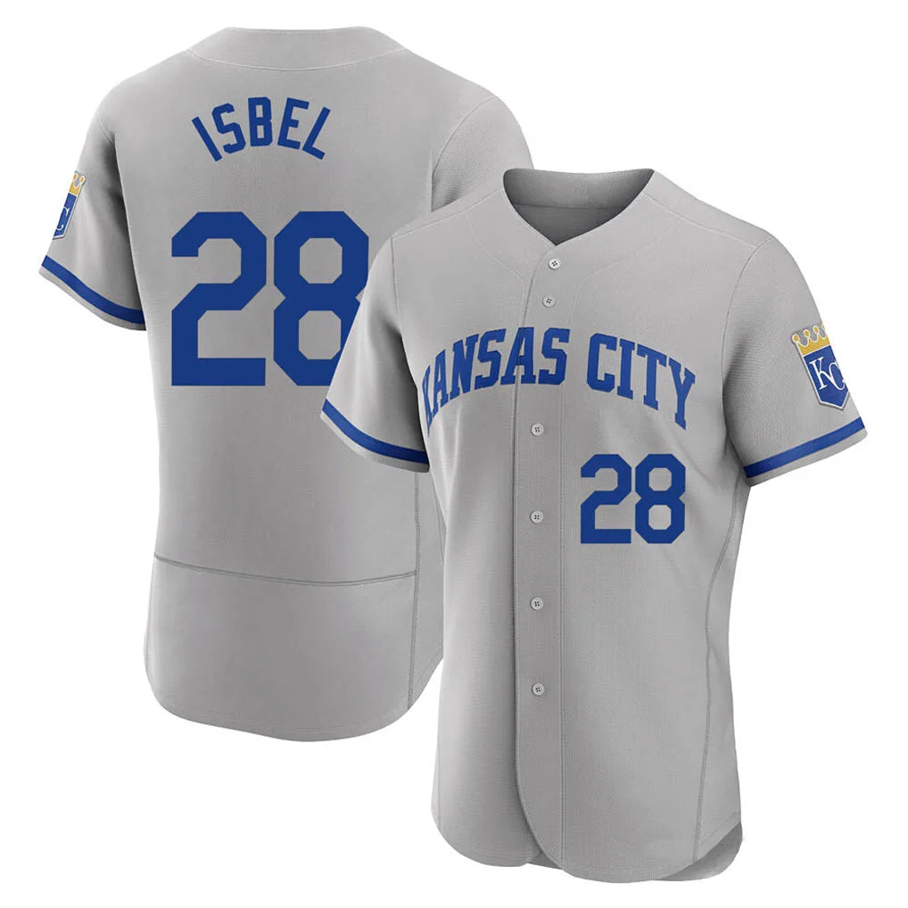 KC.Royals #28 Kyle Isbel Player Gray Limited Elite Home Game Ddoa Stitched Jerseys
