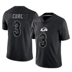 LA.Rams #3 Kam Curl Player Black Limited Reflective Home Game Ddoa Stitched Jerseys