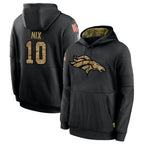 D.Broncos #10 Bo Nix Player Black Salute to Service Pullover Hoodies Limited Ddoa Stitched Jerseys