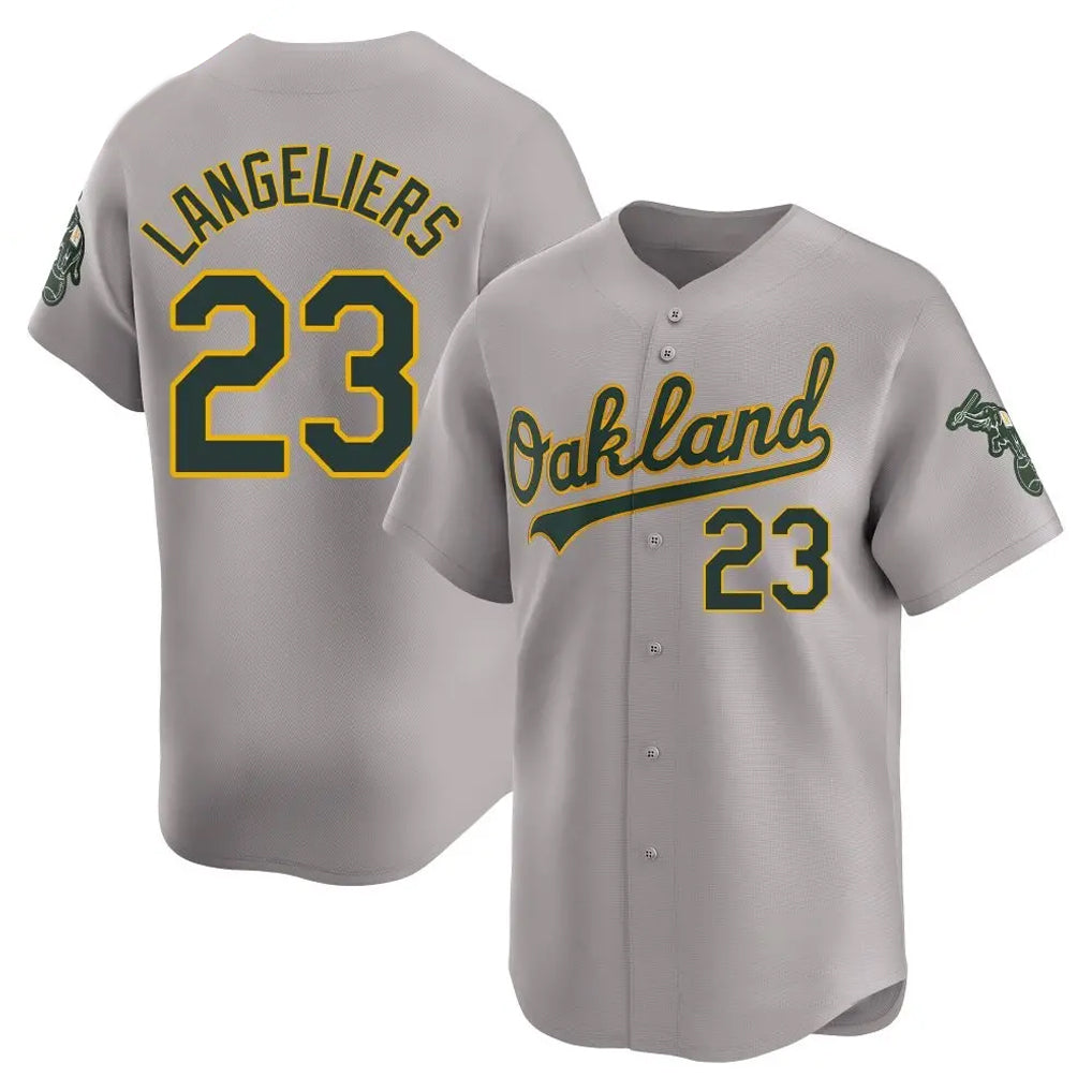 Athletics #23 Shea Langeliers Player Gray Road Limited Home Game Ddoa Stitched Jerseys