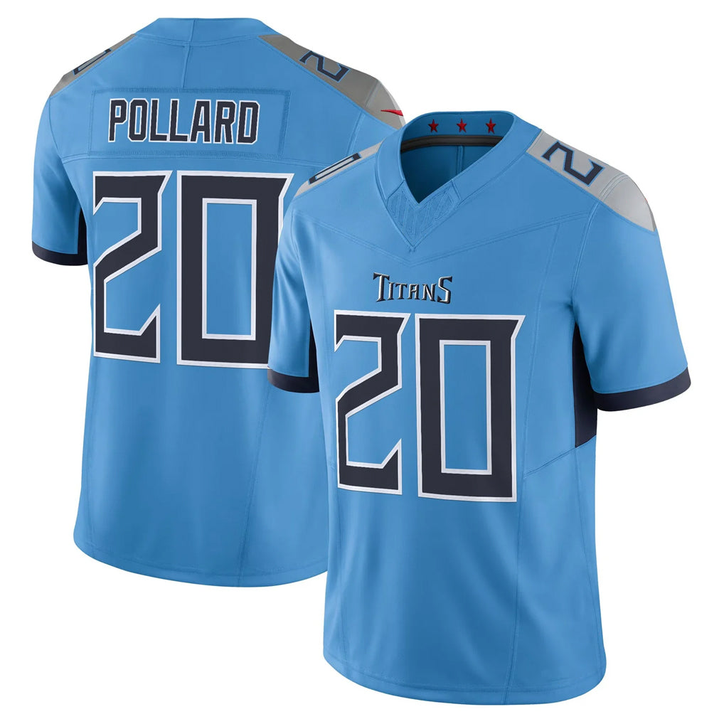 T.Titans #20 Tony Pollard Player Light Blue Vapor F.U.S.E. Limited Home Game Ddoa Stitched Jerseys