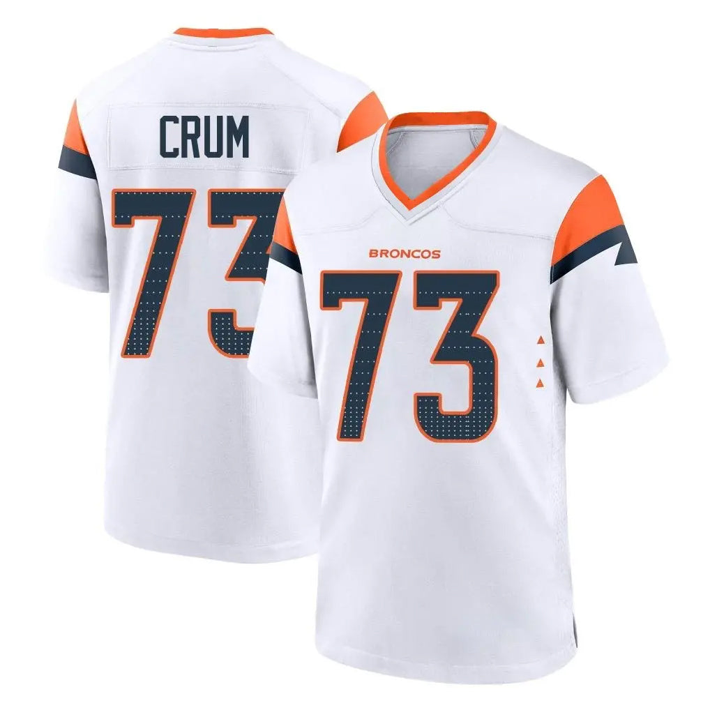 D.Broncos #73 Frank Crum Player White Home Game Ddoa Stitched Jerseys