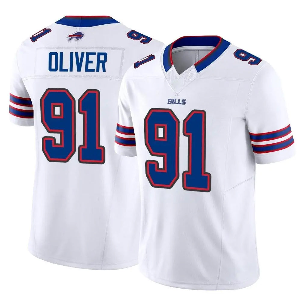 B.Bills #91 Ed Oliver Player White Vapor F.U.S.E. Jersey Limited Home Game Ddoa Stitched Jerseys