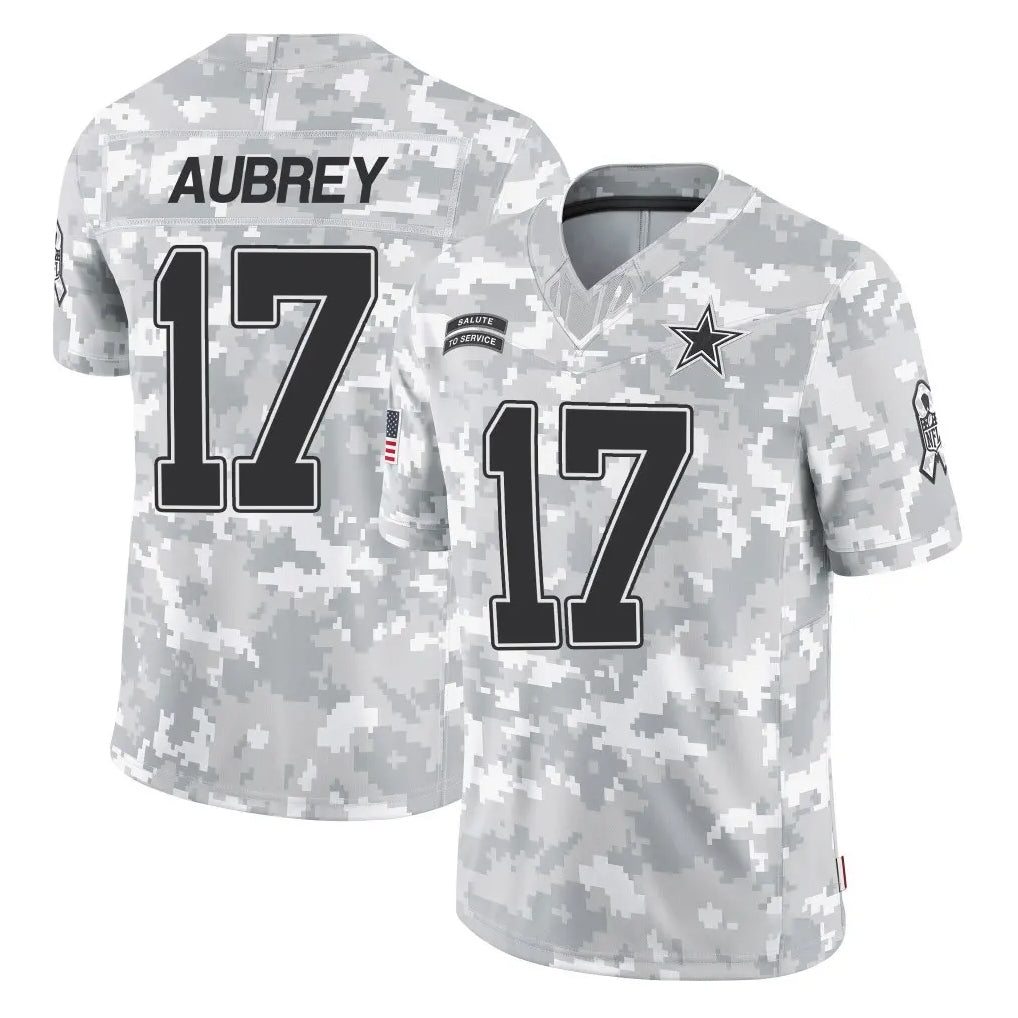 D.Cowboys #17 Brandon Aubrey Player Arctic Camo Salute to Service Limited Home Game Ddoa Stitched Jerseys
