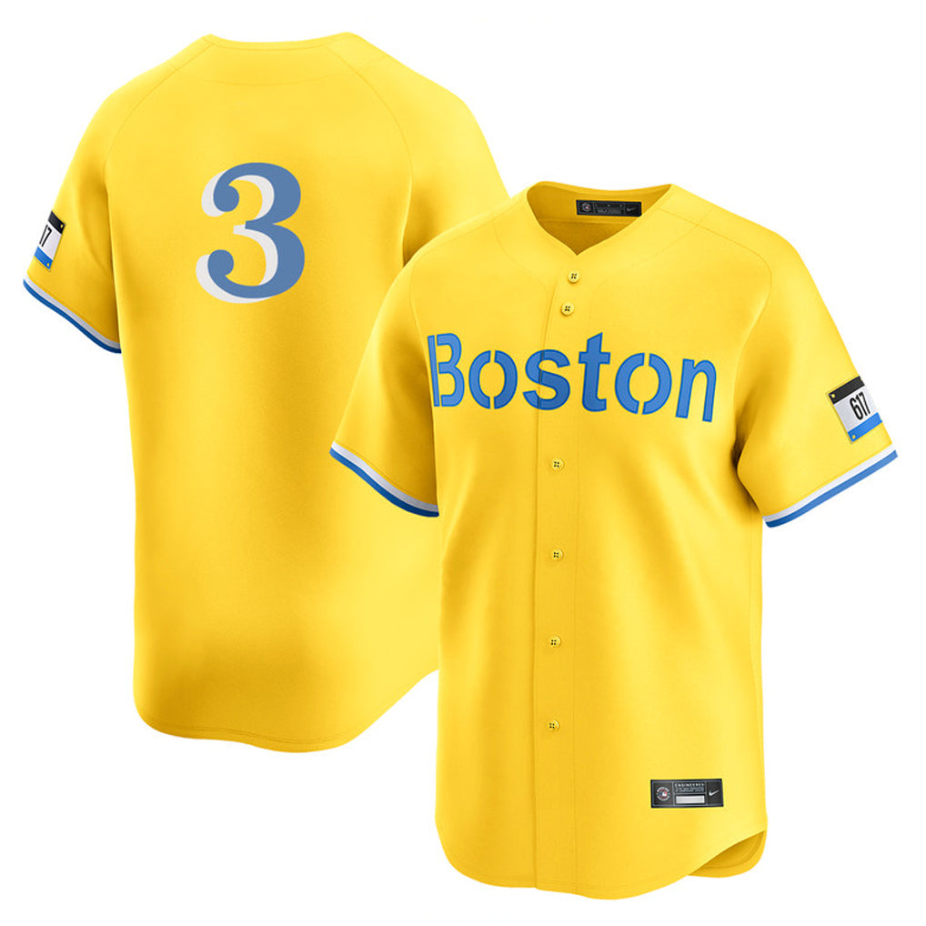 B.Red Sox #3 Ceddanne Rafaela Player Yellow Limited Home Game Ddoa Stitched Jerseys