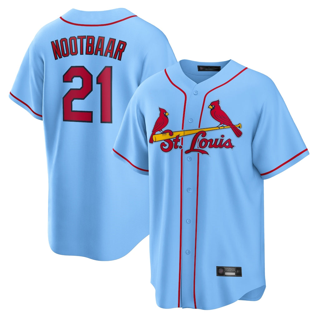 St. Louis Cardinals #21 Lars Nootbaar Player Light Blue Home Game Ddoa Stitched Jerseys
