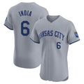 KC.Royals #6 Jonathan India Player Gray Limited Elite Home Ddoa Stitched Jerseys