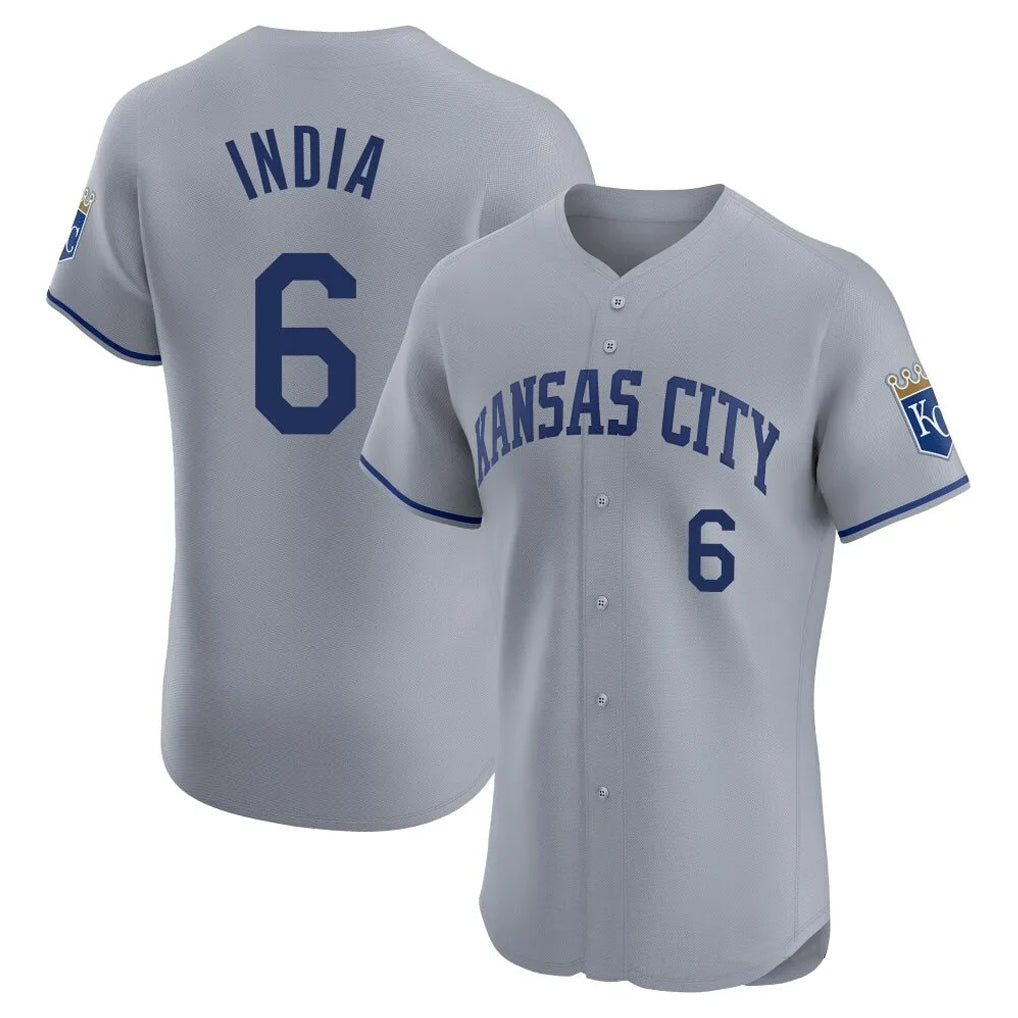 KC.Royals #6 Jonathan India Player Gray Limited Elite Home Ddoa Stitched Jerseys